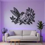 Hummingbird Blossom Metal Wall Art | Wildlife Silhouette Decor