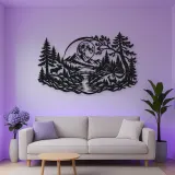 Forest Moon Arc Metal Wall Art | Nature Silhouette Decor