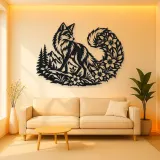 Fox Floral Tail Metal Wall Art | Wildlife Silhouette Decor