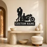 Personalized Cafe Racer Family of Three Metal Wall Art - lifestyle view 3