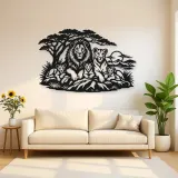 Lion Family Pride Metal Wall Art | Wildlife Silhouette Decor