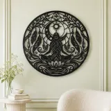 Feather Moon Flow Metal Wall Art | Celestial Boho Wall Decor - lifestyle view 2