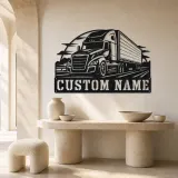 Personalized Modern Semi and Box Trailer Metal Wall Art - lifestyle view 3