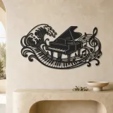 Piano Wave Keys Metal Wall Art | Music Room Wall Decor - lifestyle view 3
