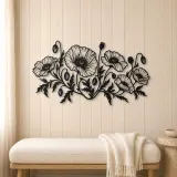 Poppy Field Line Metal Wall Art | Botanical Metal Wall Decor - lifestyle view 5