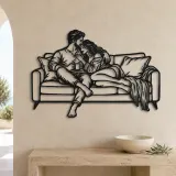 Cozy Sofa Couple Metal Wall Art | Romantic Couple Decor - lifestyle view 3