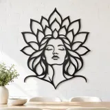 Lotus Face Muse Metal Wall Art | Minimalist Woman Line Art - lifestyle view 4