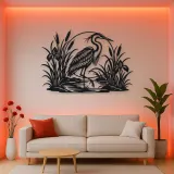 Heron Reed Garden Metal Wall Art | Wildlife Silhouette Decor