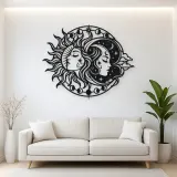 Day and Night Faces Metal Wall Art | Celestial Boho Wall Decor