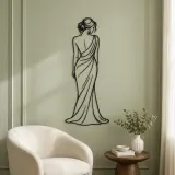 Draped Shoulder Portrait Metal Wall Art | Minimalist Woman Line Art - lifestyle view 2