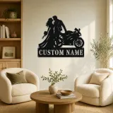 Personalized Biker Wedding Motorcycle Metal Wall Art - lifestyle view 4