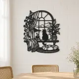 Cat on Windowsill Metal Wall Art | Pet Lover Silhouette Decor - lifestyle view 4