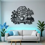 Coffee Cup Steam Flow Metal Wall Art | Cozy Home Metal Decor