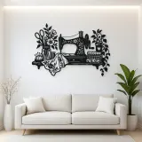 Sewing Machine Floral Metal Wall Art | Botanical Metal Wall Decor