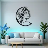 Moon Curve Face Metal Wall Art | Minimalist Woman Line Art