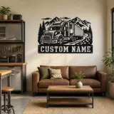 Personalized Refrigerated Semi Truck Mountain Metal Wall Art - lifestyle view 4