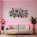 Poppy Field Line Metal Wall Art | Botanical Metal Wall Decor