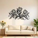 Tulip Trio Flow Metal Wall Art | Botanical Metal Wall Decor