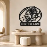 Personalized Running Back Stars and Speed Lines Metal Wall Art - lifestyle view 3