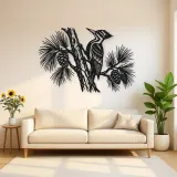 Woodpecker Pine Metal Wall Art | Wildlife Silhouette Decor
