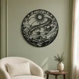 Comet Trail Curve Metal Wall Art | Nature Silhouette Decor - lifestyle view 2