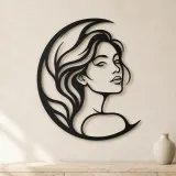Moon Curve Face Metal Wall Art | Minimalist Woman Line Art - lifestyle view 3