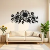 Sunflower Horizon Metal Wall Art | Botanical Metal Wall Decor