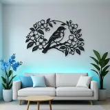 Bluebird Floral Arch Metal Wall Art | Wildlife Silhouette Decor