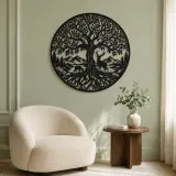 Tree with Deer Metal Wall Art | Wildlife Silhouette Decor - lifestyle view 2