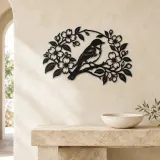 Bluebird Floral Arch Metal Wall Art | Wildlife Silhouette Decor - lifestyle view 3