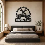 Personalized Vintage Pickup Truck Metal Wall Art with Wrench Detail - lifestyle view 5