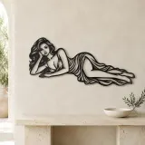 Reclining Side Line Metal Wall Art | Minimalist Woman Line Art - lifestyle view 3