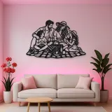 Family Picnic Metal Wall Art | Family Silhouette Decor