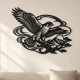 Curva de Viento de Halcón Cartel de Metal | Decoración Silueta de Vida Silvestre