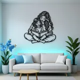 Parent Child Reading Metal Wall Art | Family Silhouette Decor