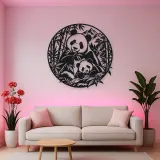Panda Bamboo Metal Wall Art | Wildlife Silhouette Decor