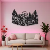 Deer in the Pines Metal Wall Art | Wildlife Silhouette Decor