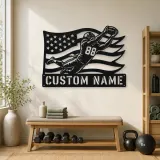 Personalized Number 88 Diving Receiver American Flag Metal Wall Art - lifestyle view 4