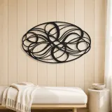 Woven Oval Network Metal Wall Art | Modern Abstract Metal Decor - lifestyle view 5