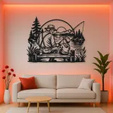 Grandfather Grandson Fishing Metal Wall Art | Family Silhouette Decor