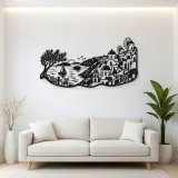 Santorini Coastal Line Metal Wall Art | Travel and City Wall Decor