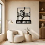 Personalized Volleyball Player Metal Wall Art with Spike Pose - lifestyle view 5