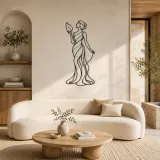 Insegna in Metallo Muse con Foglia | Decorazione da Parete Botanica Femminile