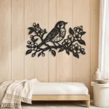 Robin Spring Branch Metal Wall Art | Wildlife Silhouette Decor - lifestyle view 5