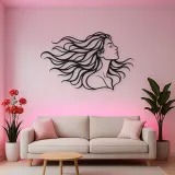 Windblown Hair Face Metal Wall Art | Minimalist Woman Line Art