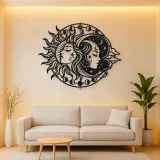 Day and Night Faces Metal Wall Art | Celestial Boho Wall Decor