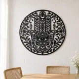 Hamsa Botanical Eye Metal Wall Art | Spiritual Boho Metal Decor - lifestyle view 4