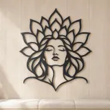 Lotus Face Muse Metal Wall Art | Minimalist Woman Line Art - lifestyle view 5
