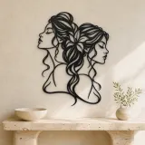 Two Faces One Line Metal Wall Art | Romantic Couple Decor - lifestyle view 3