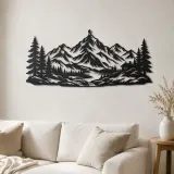 Cartel de metal enmarcado de pino | Decoración de siluetas de la naturaleza